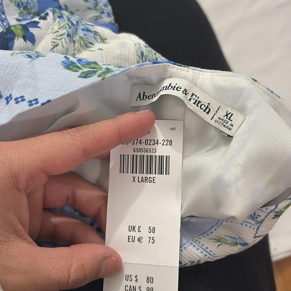 Abercrombie & Fitch Blue and White Floral Patchwork Mini Dress - Picture 6 of 9